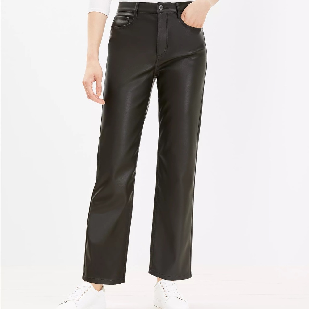 LOFT Black Coated Wide-Leg Jeans